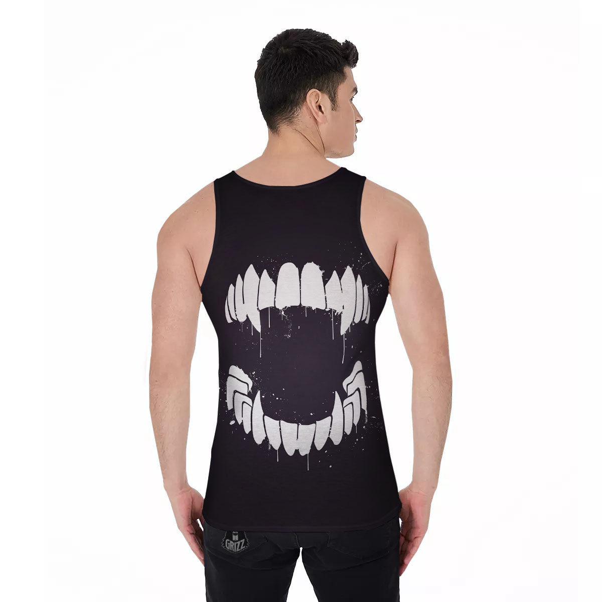 Dracula Fang Print Men's Tank Top-grizzshop