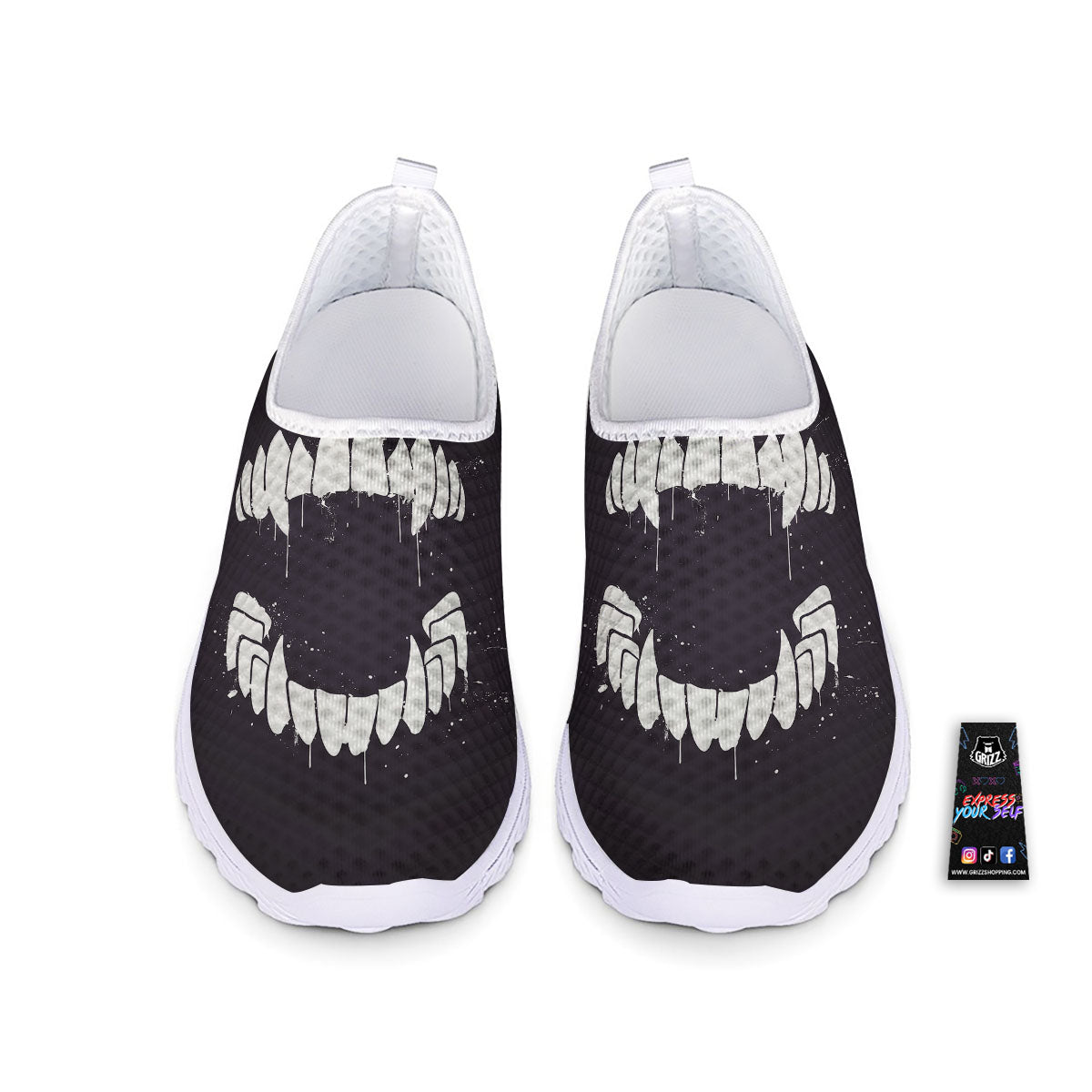 Dracula Fang Print Nurse Shoes-grizzshop