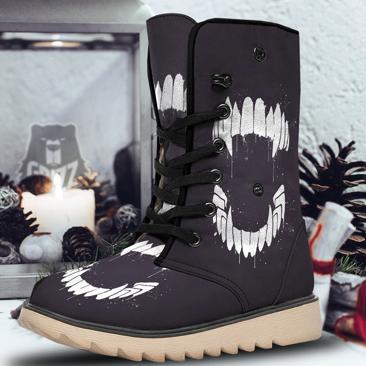Dracula Fang Print Snow Boots-grizzshop
