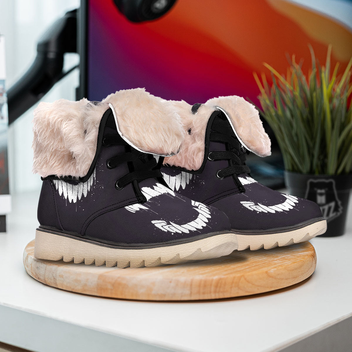 Dracula Fang Print Snow Boots-grizzshop
