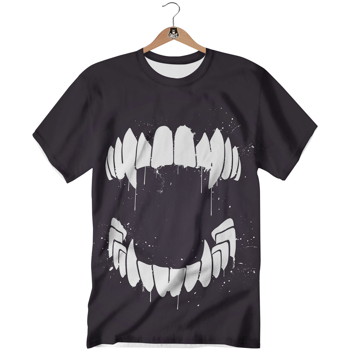 Dracula Fang Print T-Shirt-grizzshop