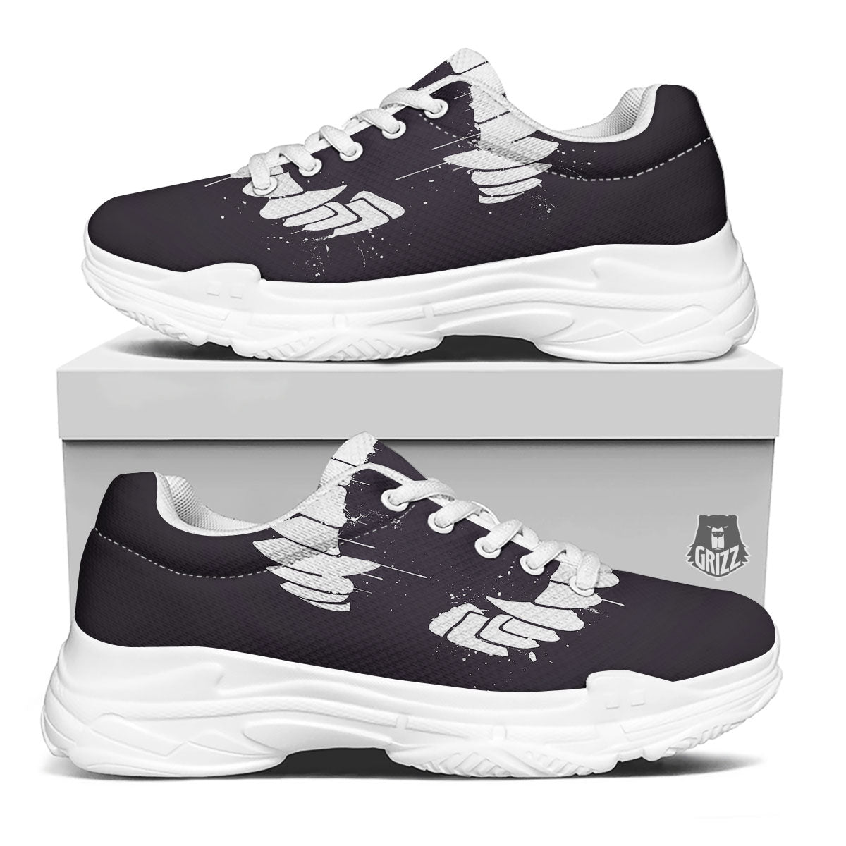 Dracula Fang Print White Chunky Shoes-grizzshop