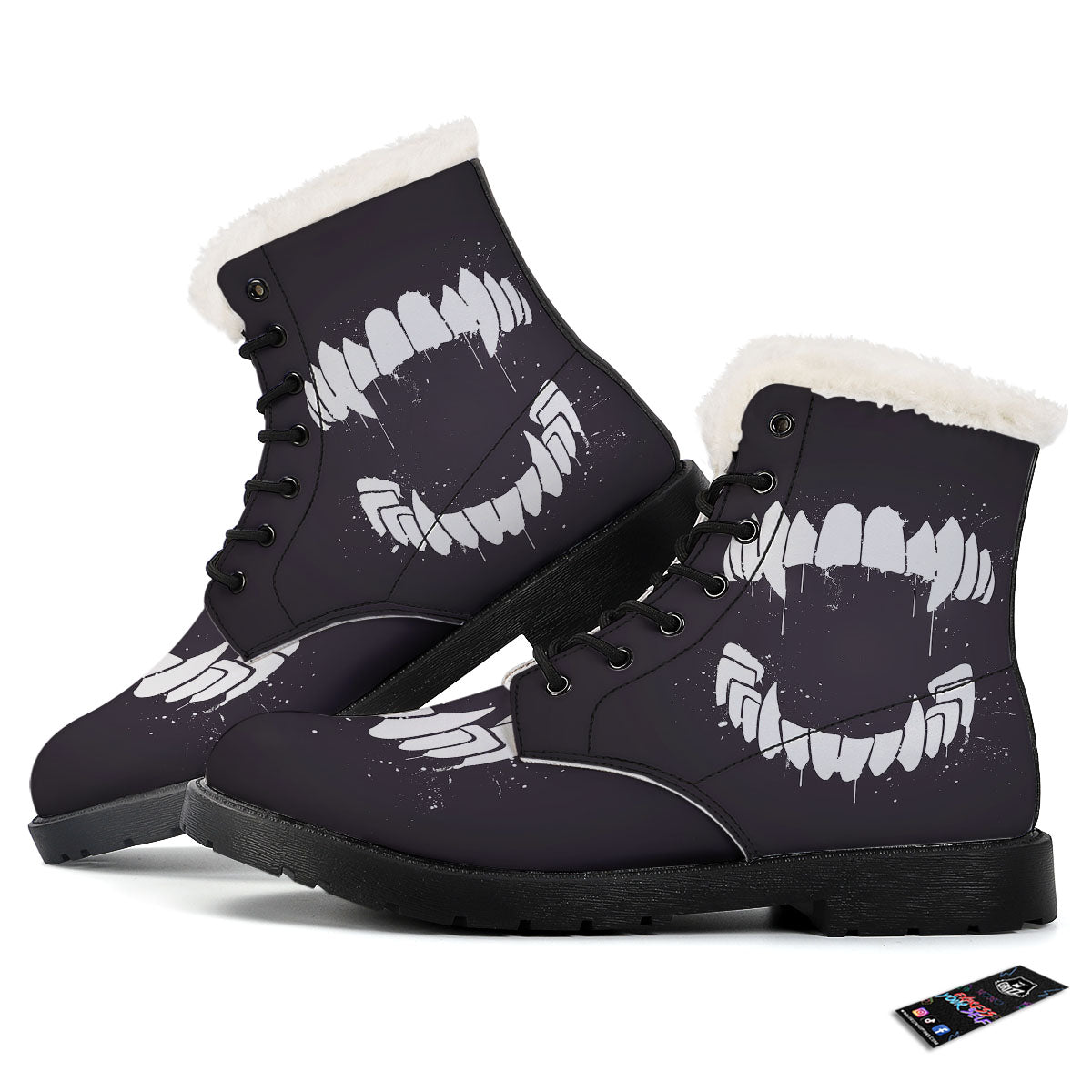 Dracula Fang Print Winter Boots-grizzshop