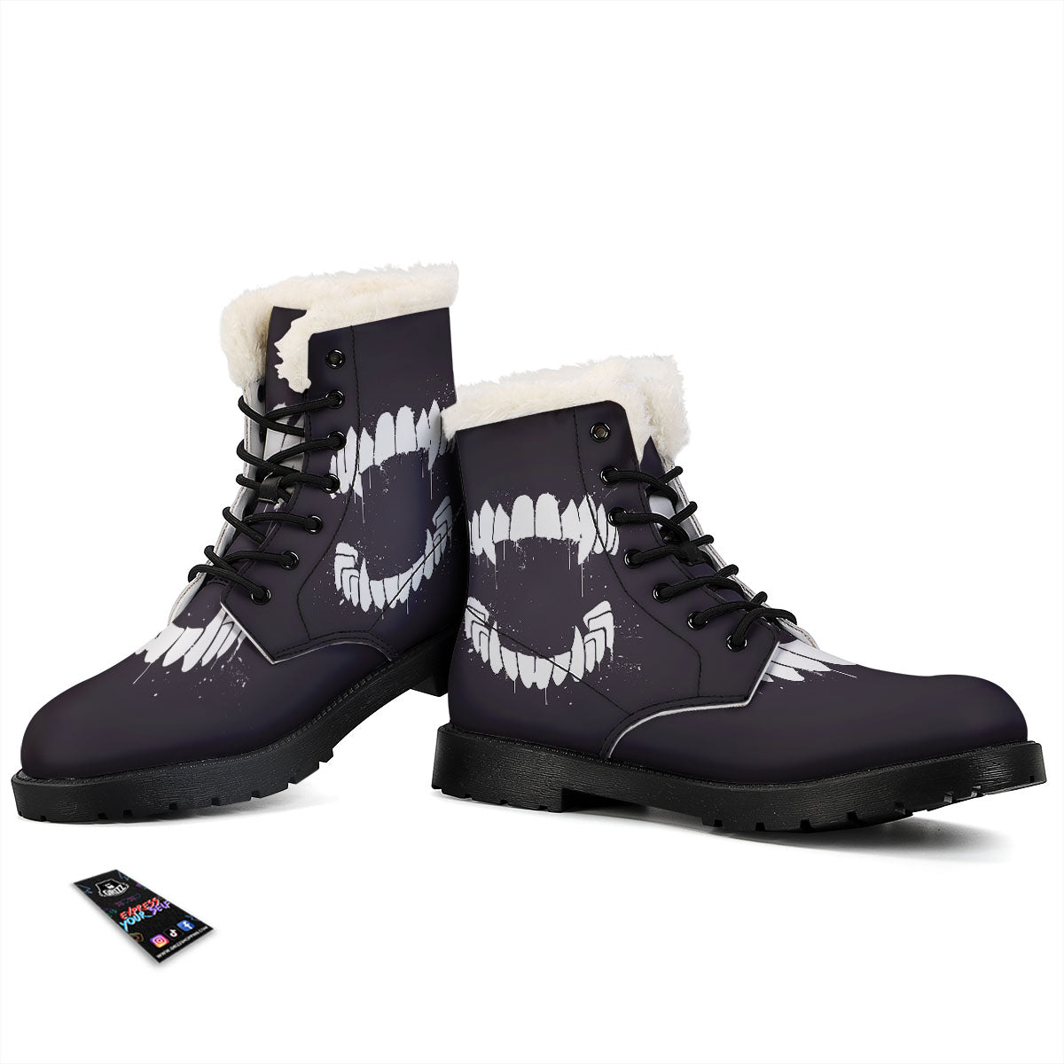 Dracula Fang Print Winter Boots-grizzshop