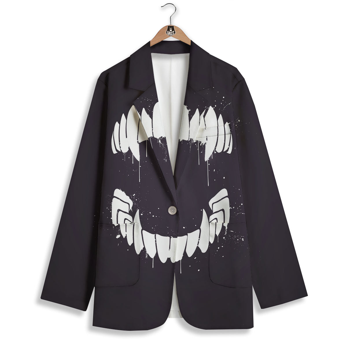 Dracula Fang Print Women's Blazer-grizzshop
