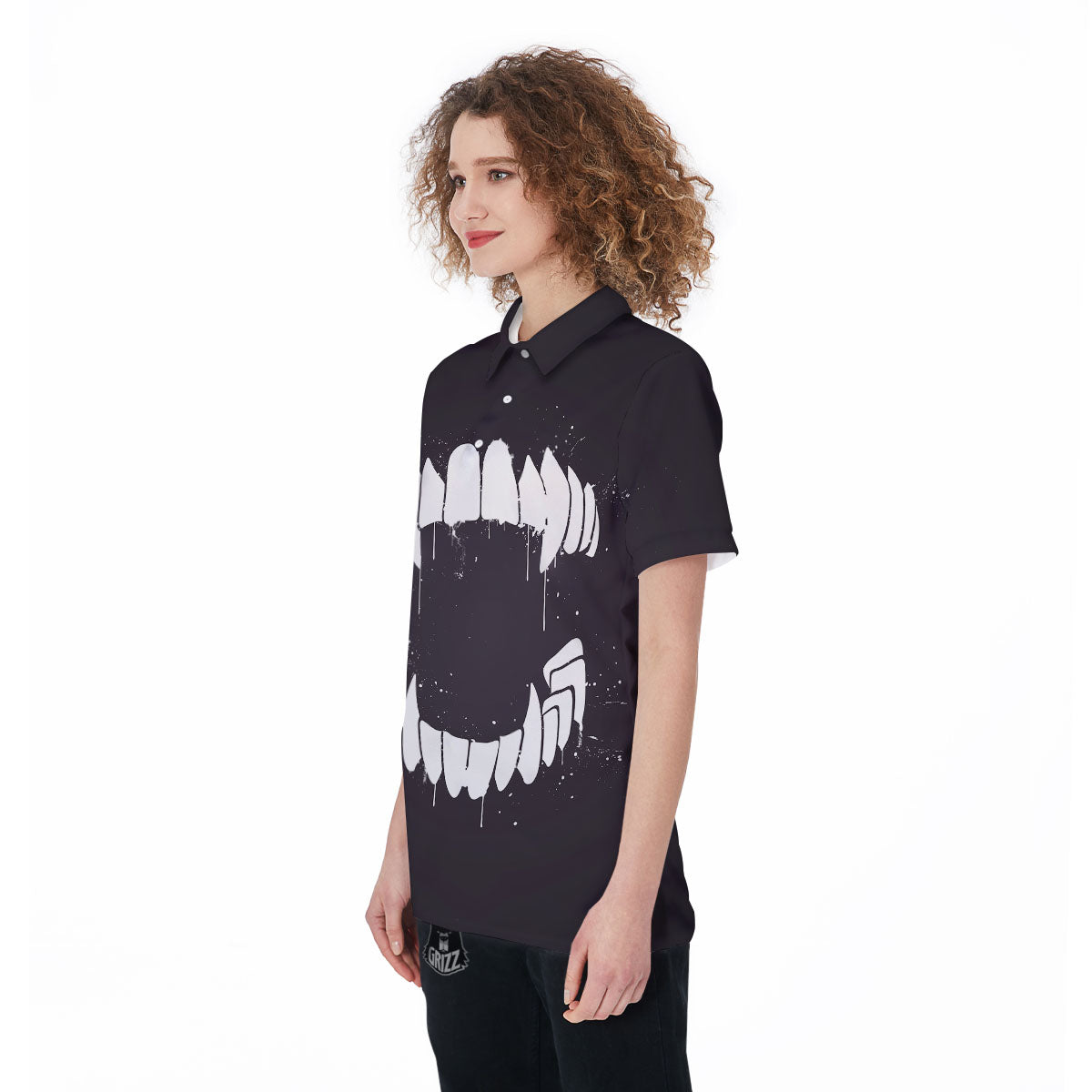 Dracula Fang Print Women's Golf Shirts-grizzshop