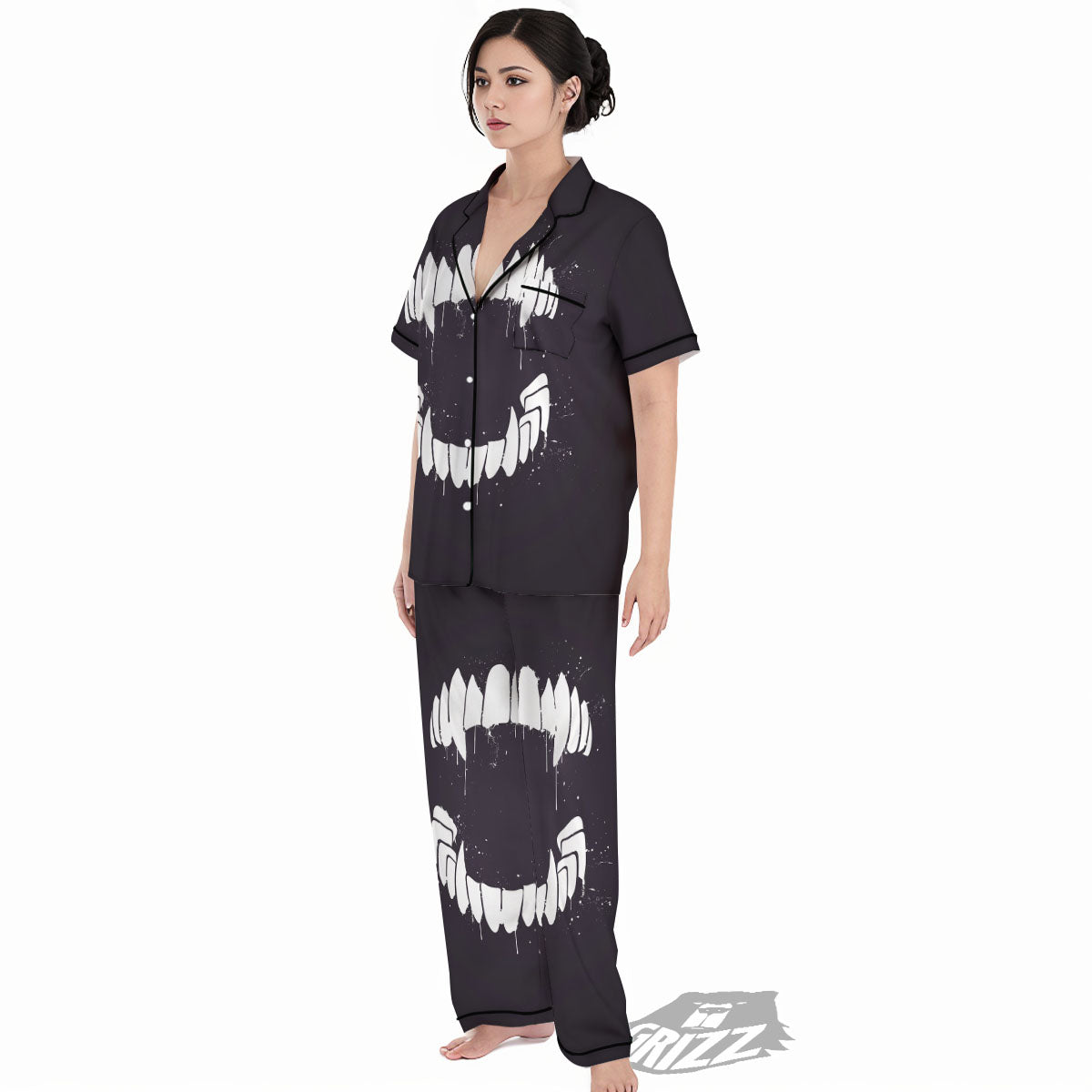 Dracula Fang Print Women's Pajamas Set-grizzshop