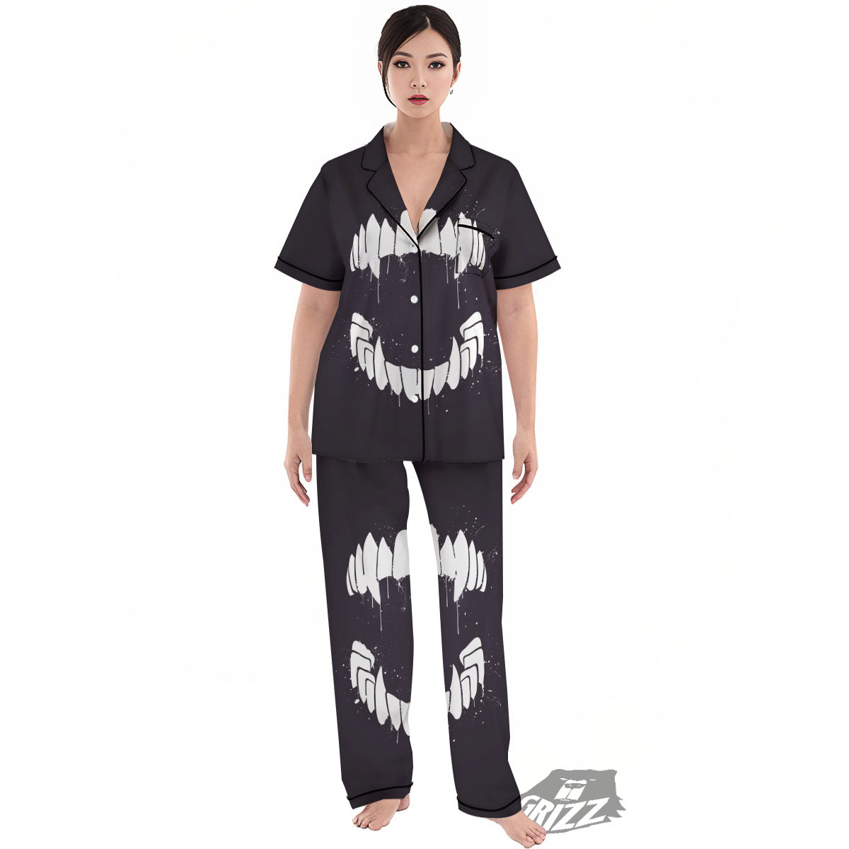 Dracula Fang Print Women's Pajamas Set-grizzshop