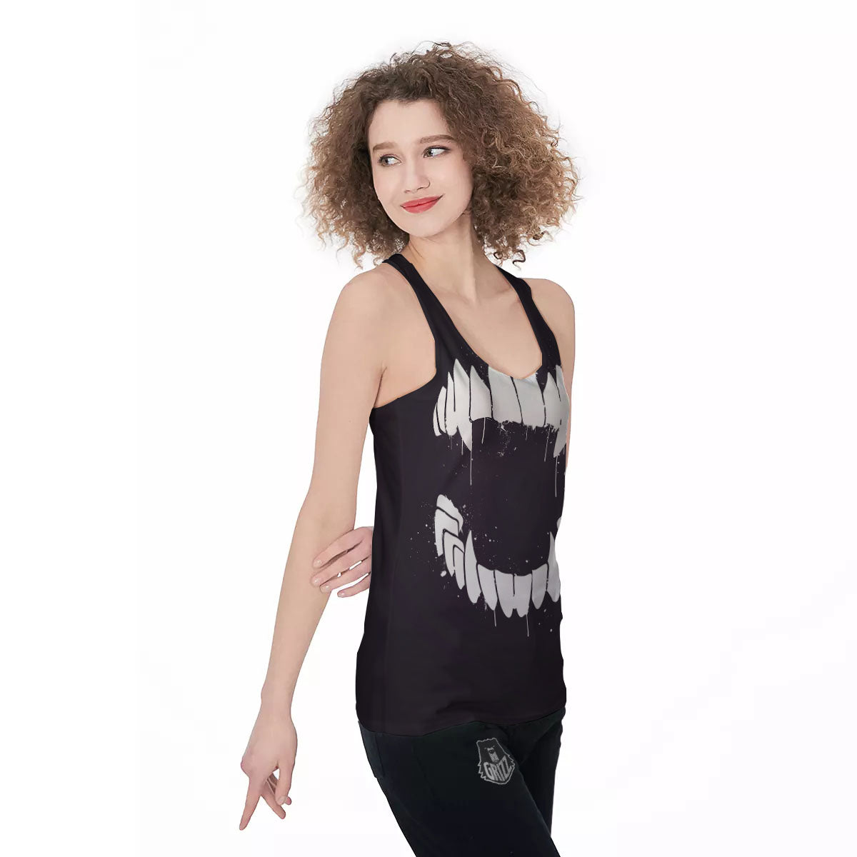 Dracula Fang Print Women's Racerback Tank Top-grizzshop