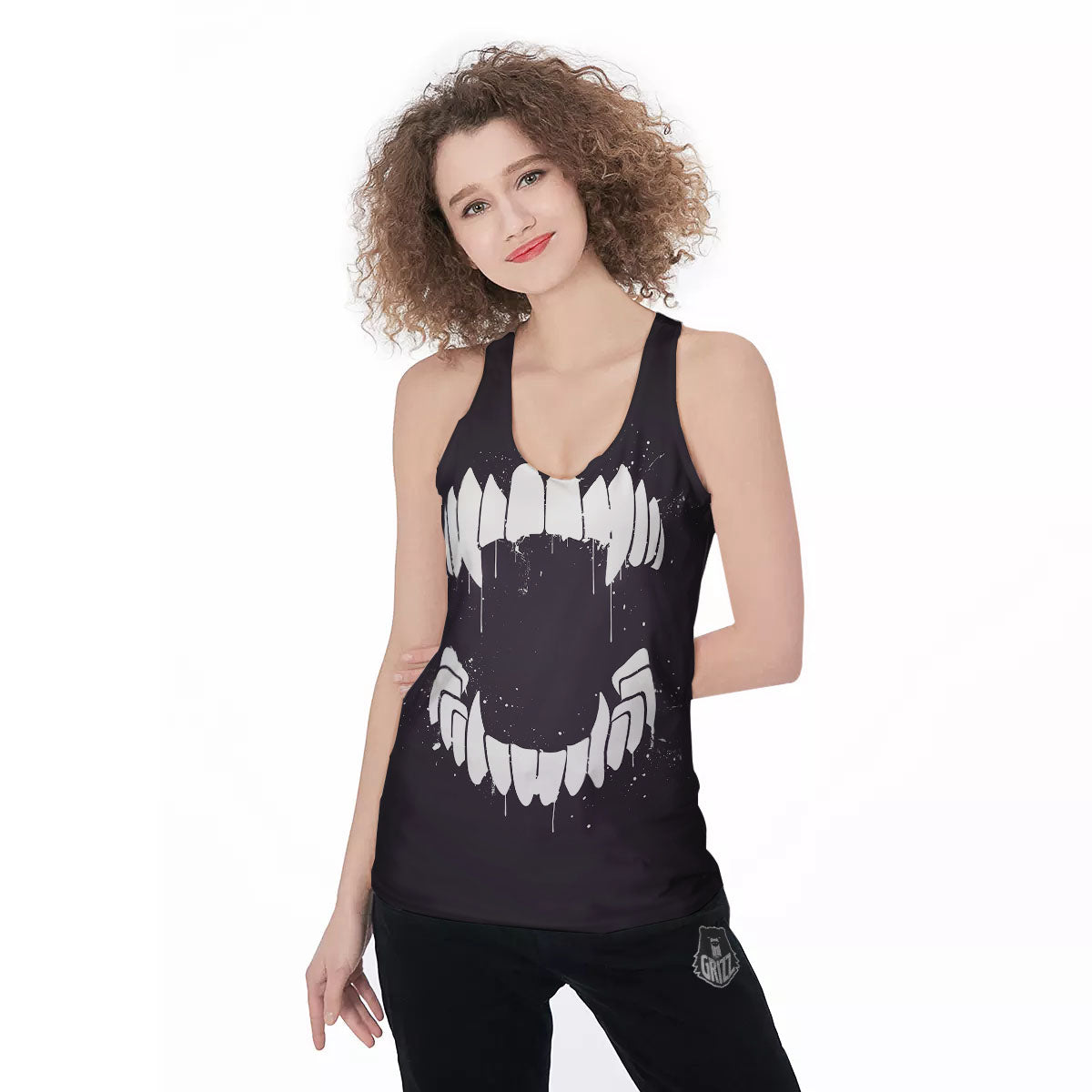 Dracula Fang Print Women's Racerback Tank Top-grizzshop
