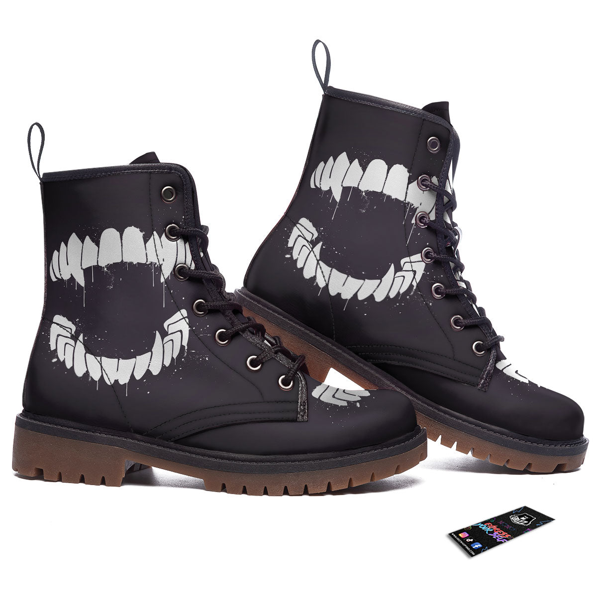 Dracula Fang Print Work Boots-grizzshop
