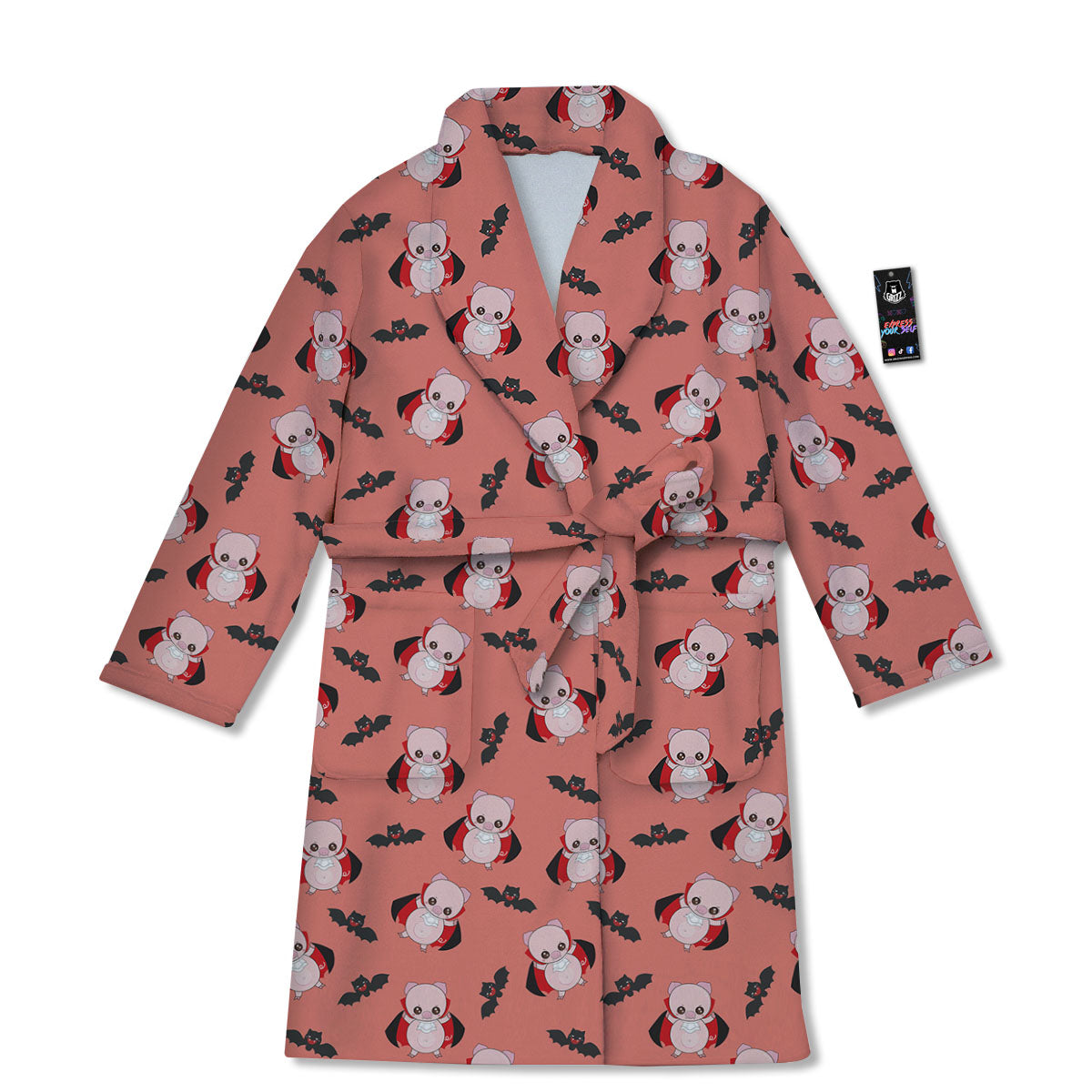 Dracula Pig Print Pattern Bathrobe-grizzshop