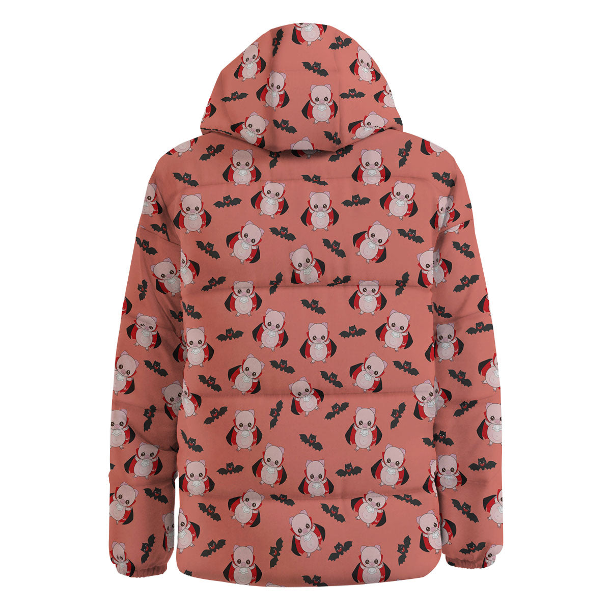 Dracula Pig Print Pattern Down Jacket-grizzshop
