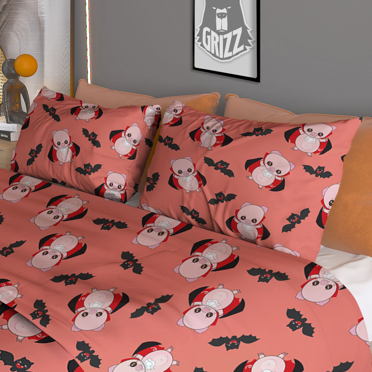 Dracula Pig Print Pattern Duvet Cover Bedding Set
