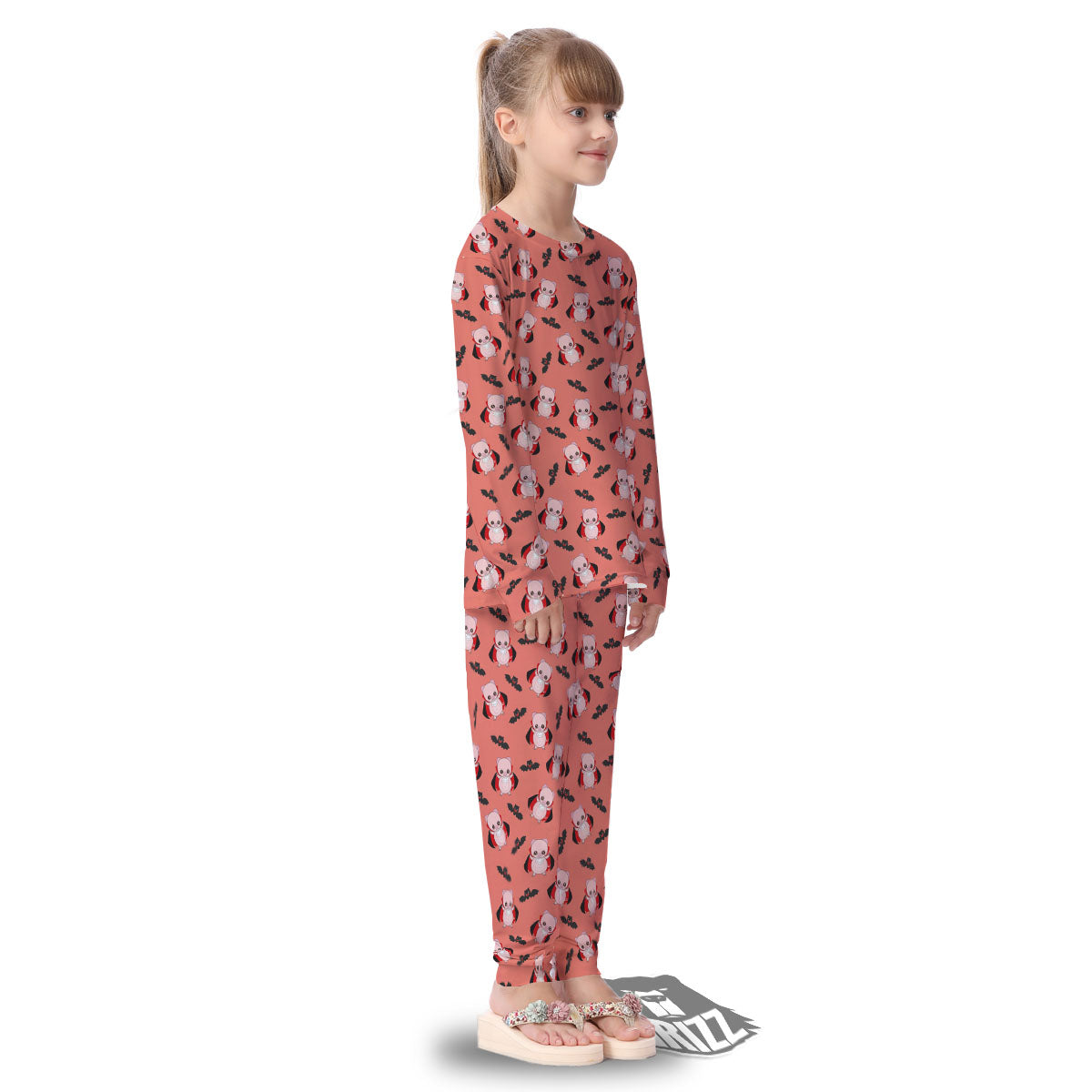 Dracula Pig Print Pattern Kid's Pajamas-grizzshop