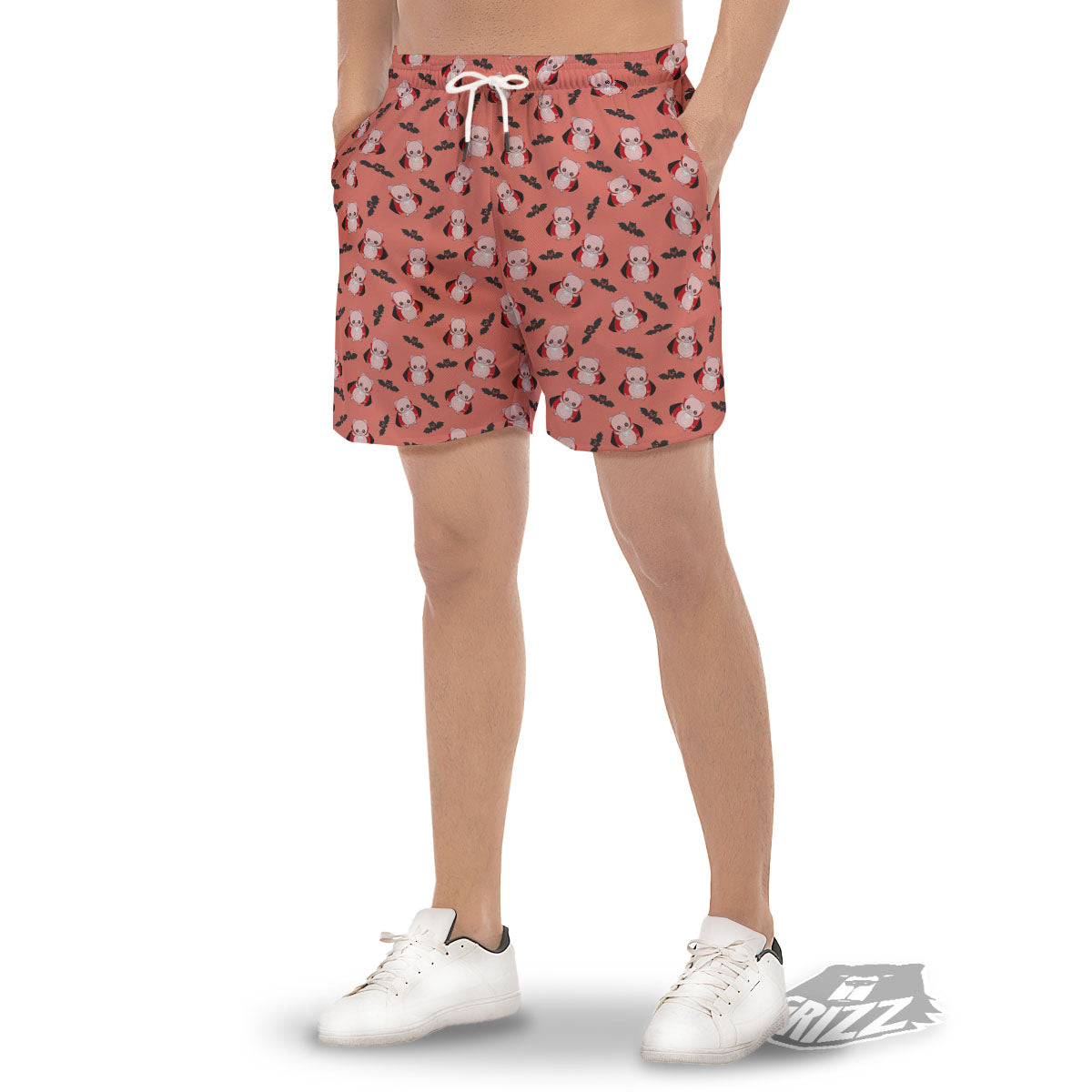 Dracula Pig Print Pattern Men's Gym Shorts-grizzshop