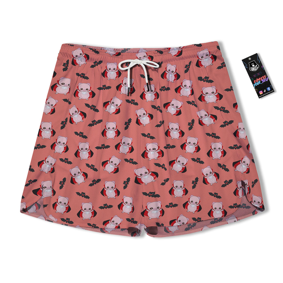 Dracula Pig Print Pattern Men's Running Shorts-grizzshop