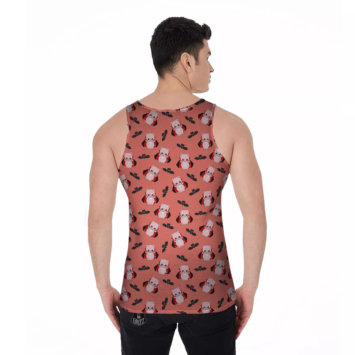 Dracula Pig Print Pattern Men's Tank Top-grizzshop