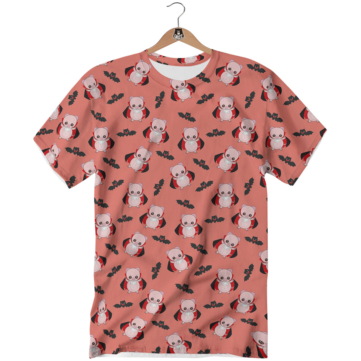 Dracula Pig Print Pattern T-Shirt-grizzshop