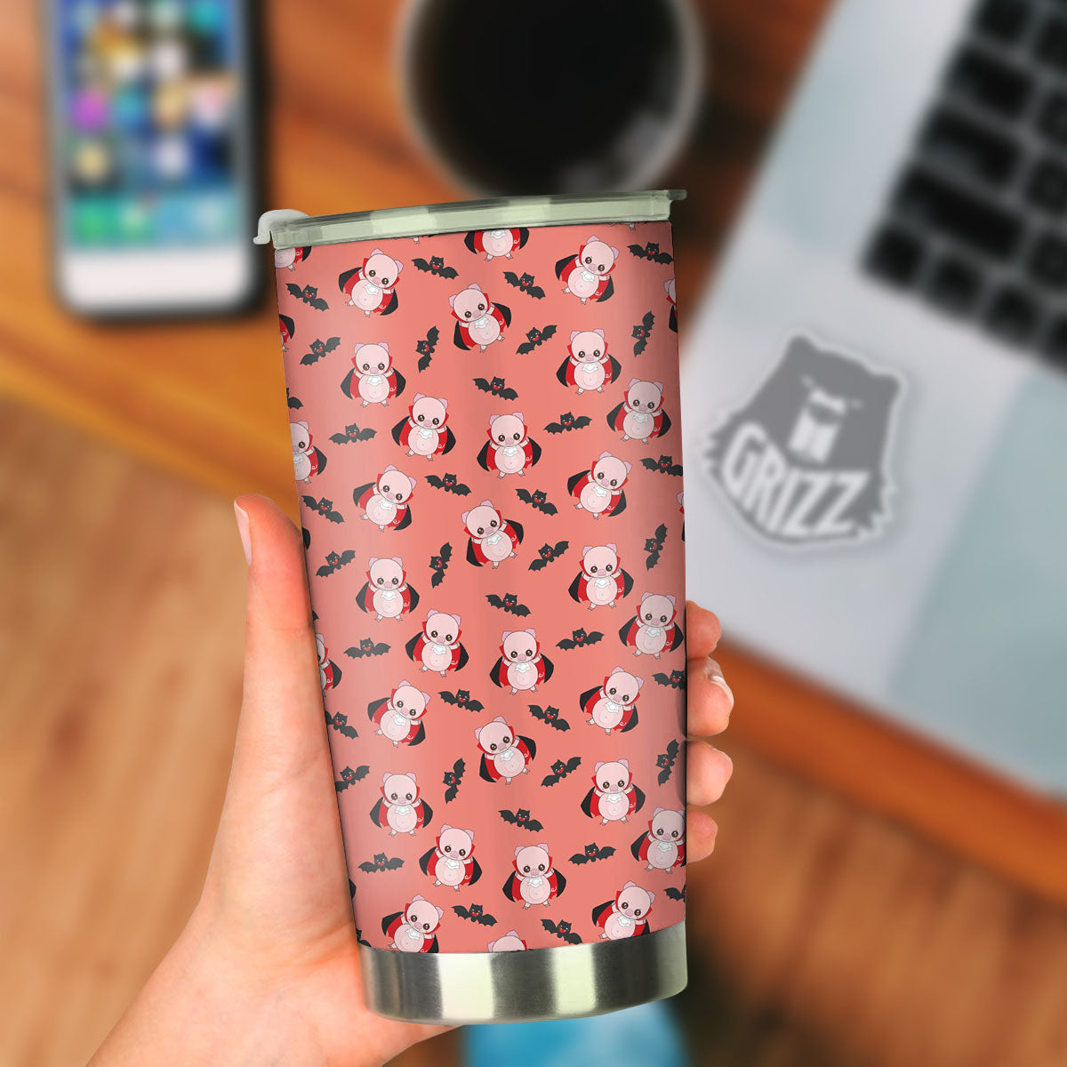 Dracula Pig Print Pattern Tumbler-grizzshop