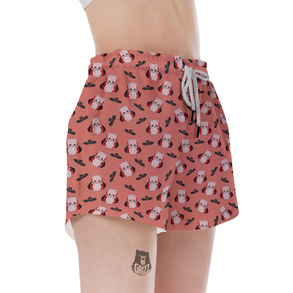 Dracula Pig Print Pattern Women's Shorts-grizzshop