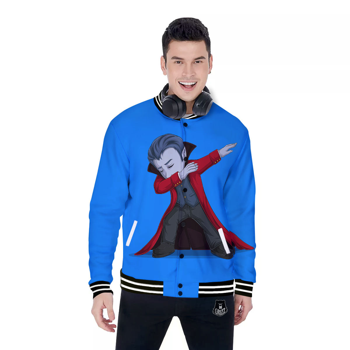 Dracula Vampire Dap Print Baseball Jacket-grizzshop