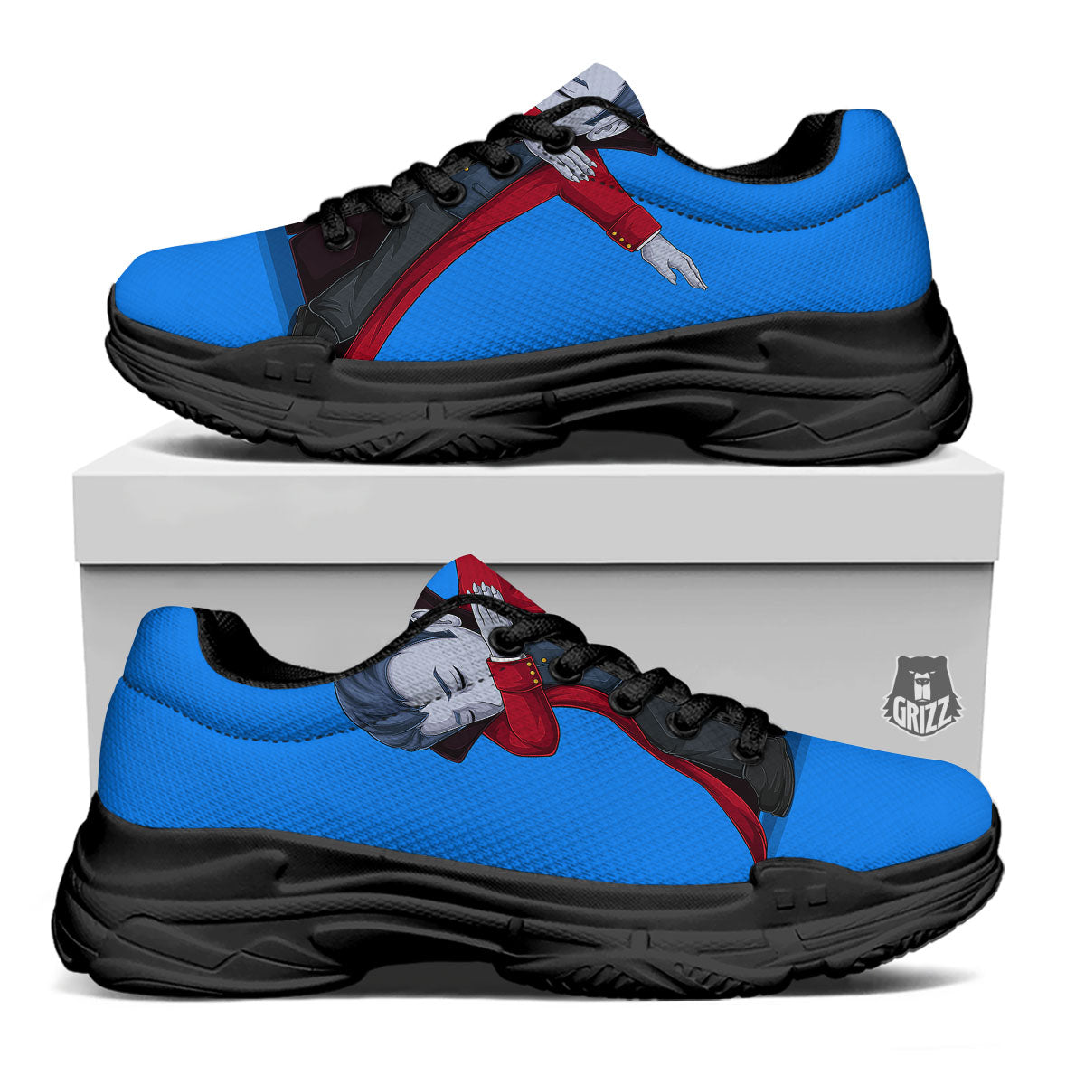 Dracula Vampire Dap Print Black Chunky Shoes-grizzshop