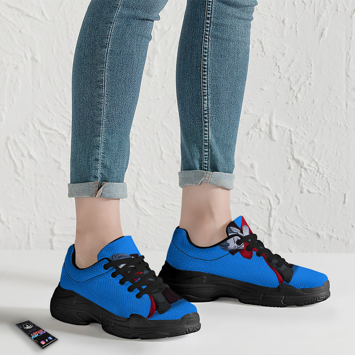 Dracula Vampire Dap Print Black Chunky Shoes-grizzshop