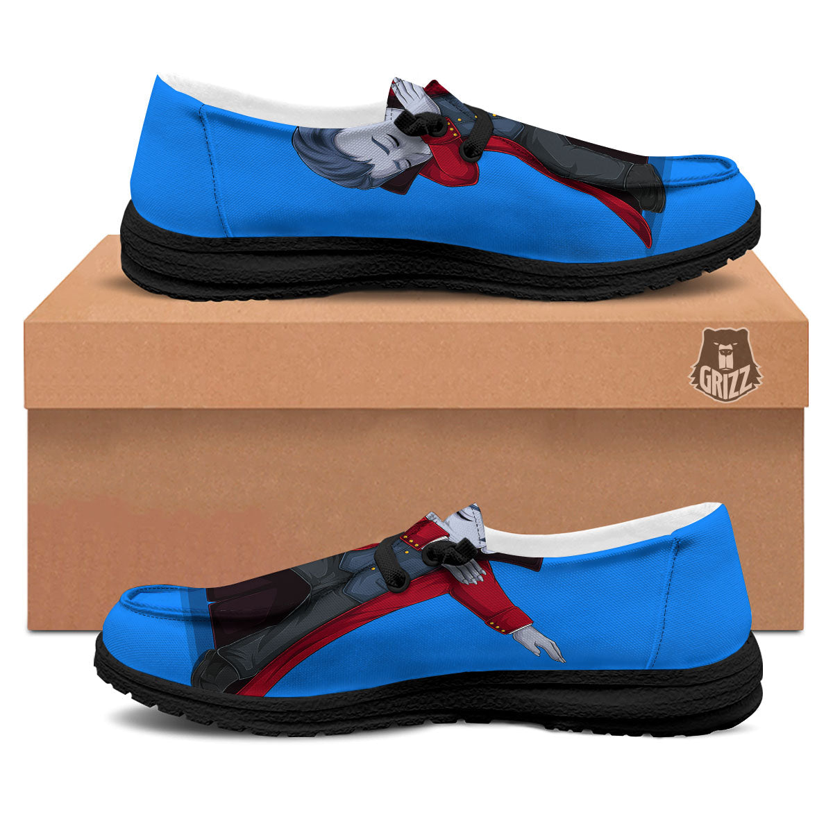 Dracula Vampire Dap Print Black Loafers-grizzshop