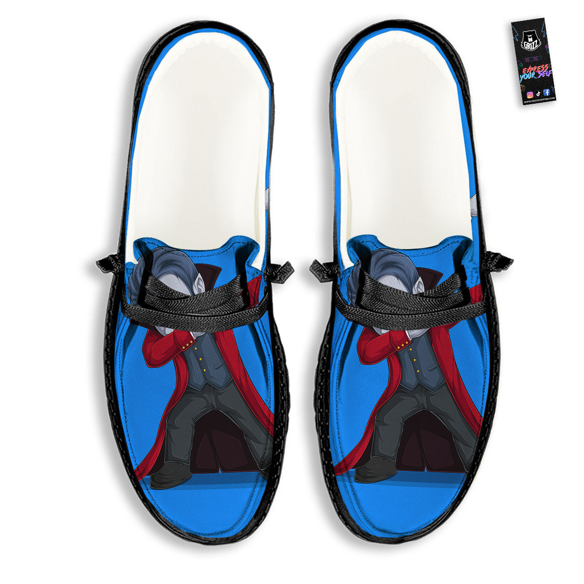 Dracula Vampire Dap Print Black Loafers-grizzshop