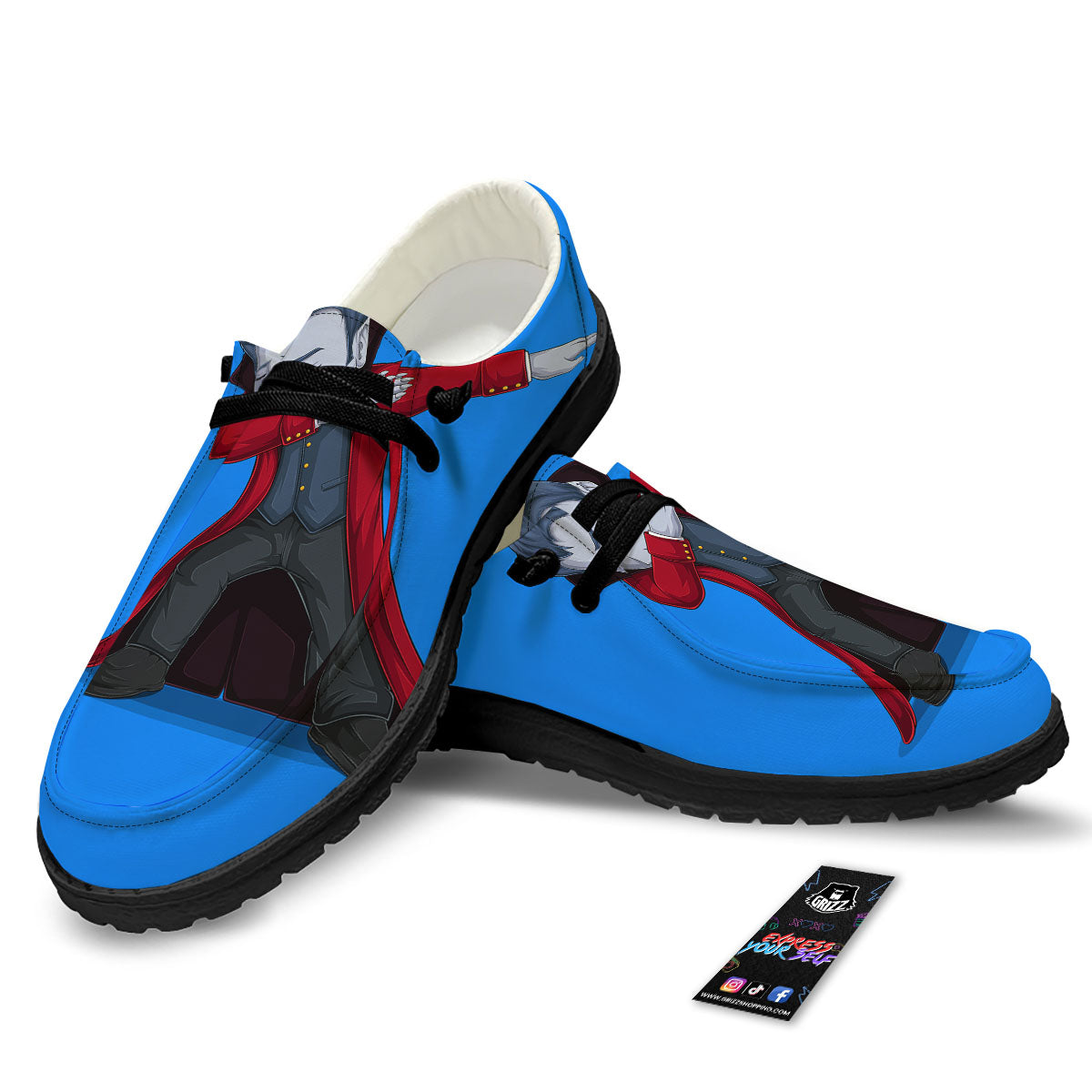 Dracula Vampire Dap Print Black Loafers-grizzshop