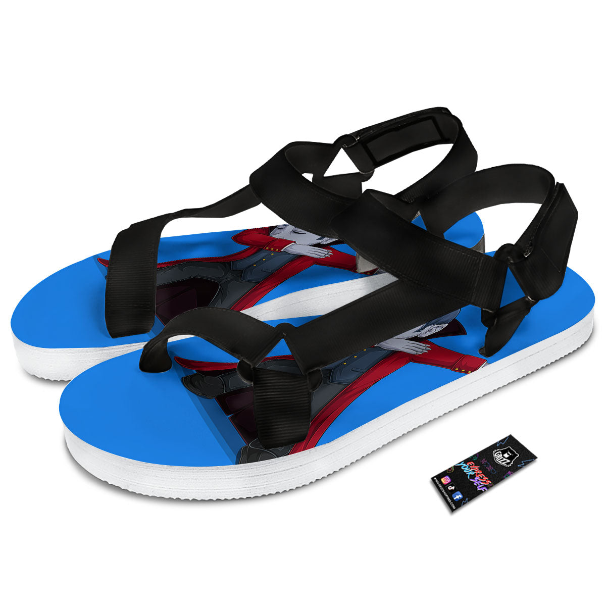 Dracula Vampire Dap Print Black Open Toe Sandals-grizzshop