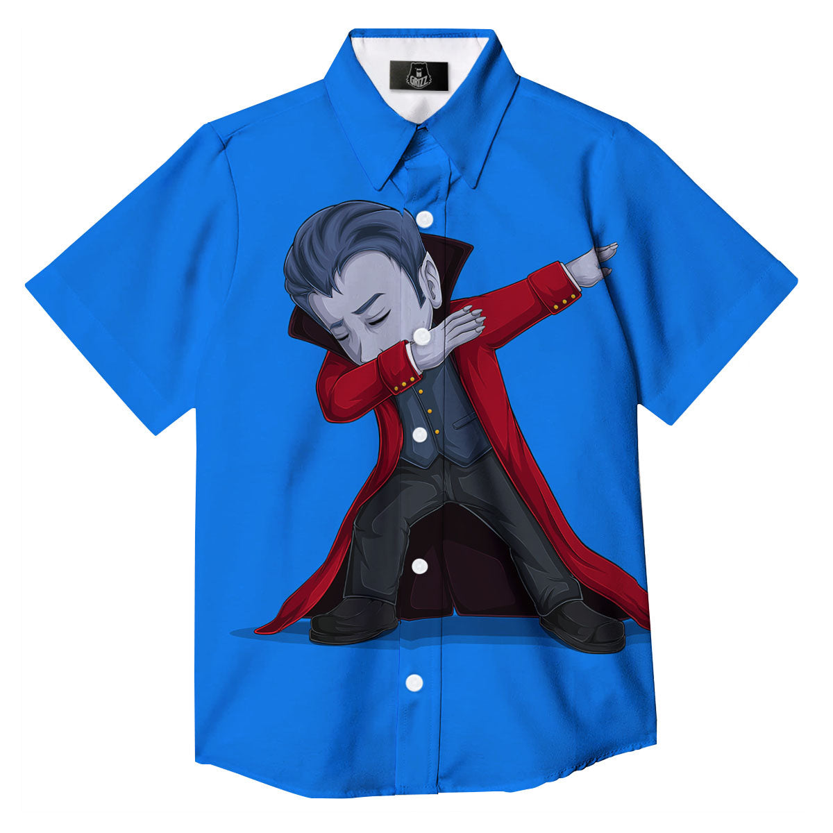 Dracula Vampire Dap Print Button Up Shirt-grizzshop