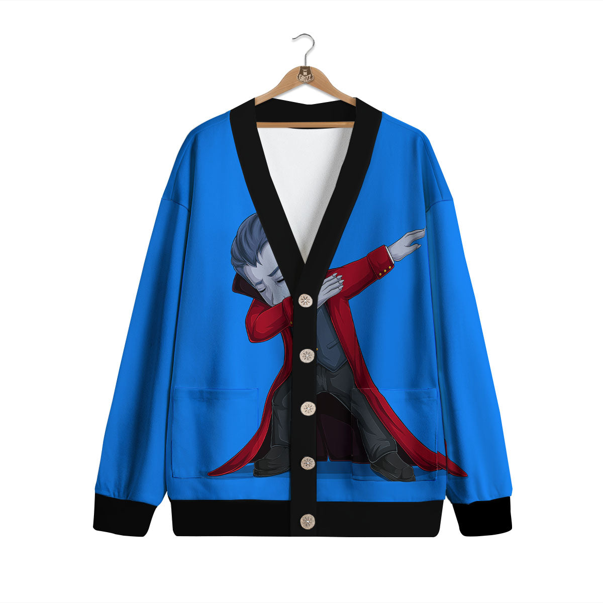 Dracula Vampire Dap Print Cardigan-grizzshop