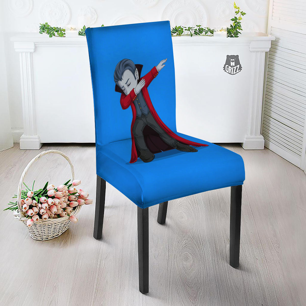 Dracula Vampire Dap Print Dining Chair Slipcover-grizzshop