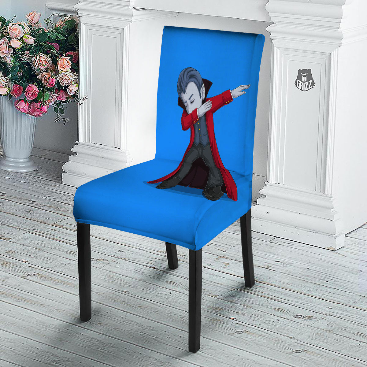 Dracula Vampire Dap Print Dining Chair Slipcover-grizzshop