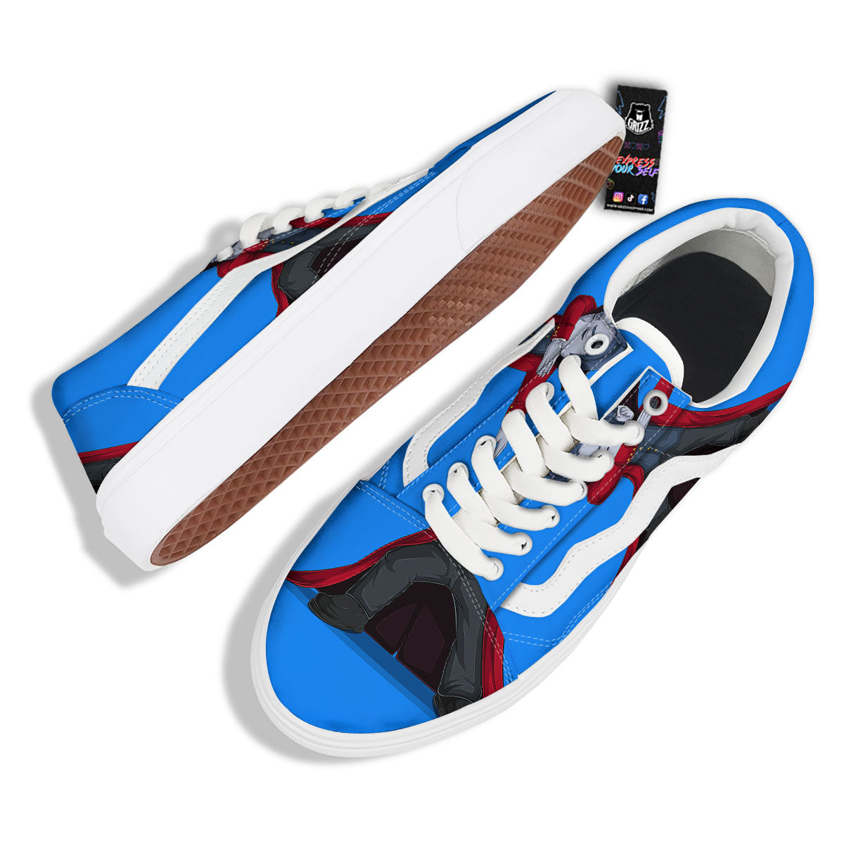 Dracula Vampire Dap Print Skate Shoes-grizzshop