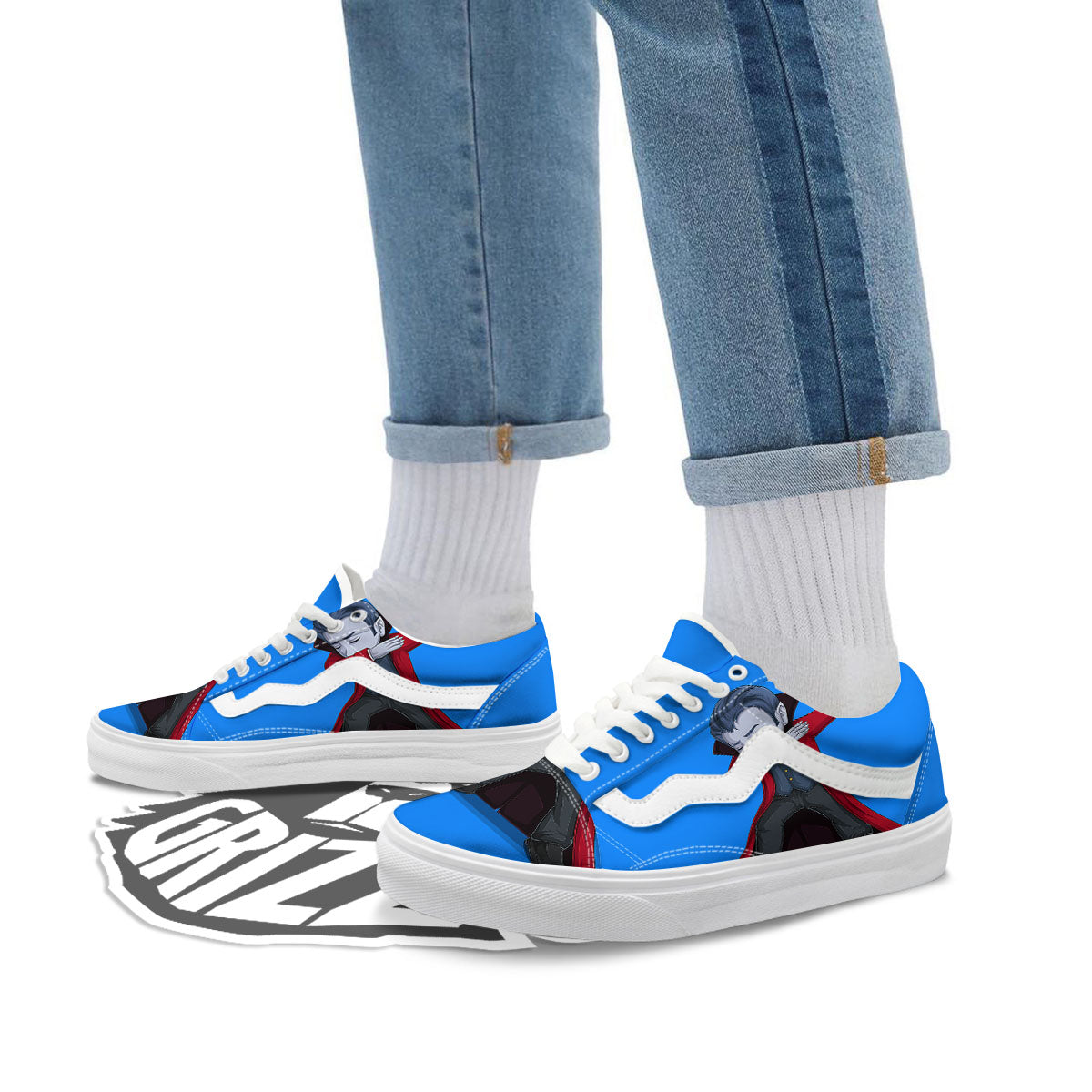 Dracula Vampire Dap Print Skate Shoes-grizzshop