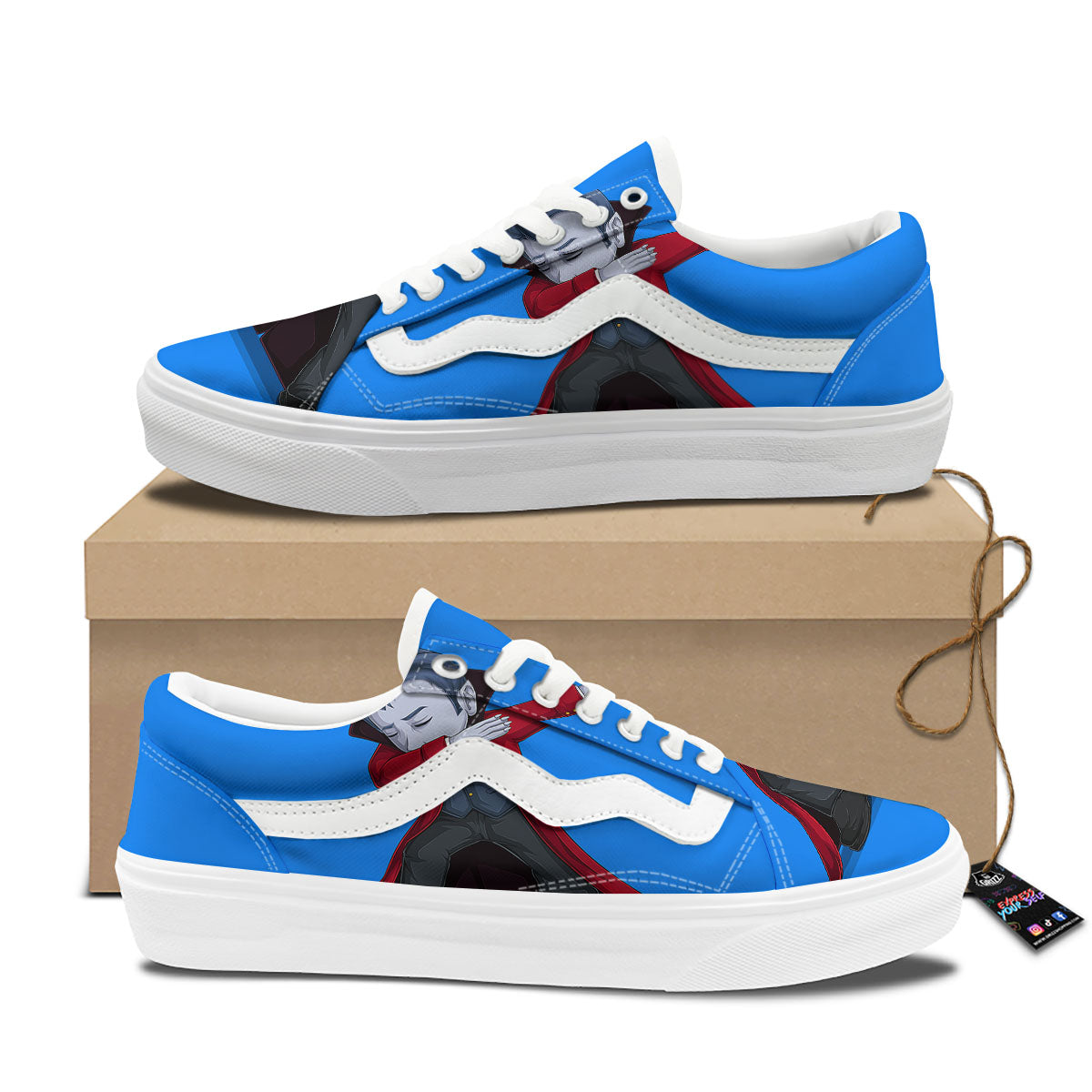 Dracula Vampire Dap Print Skate Shoes-grizzshop