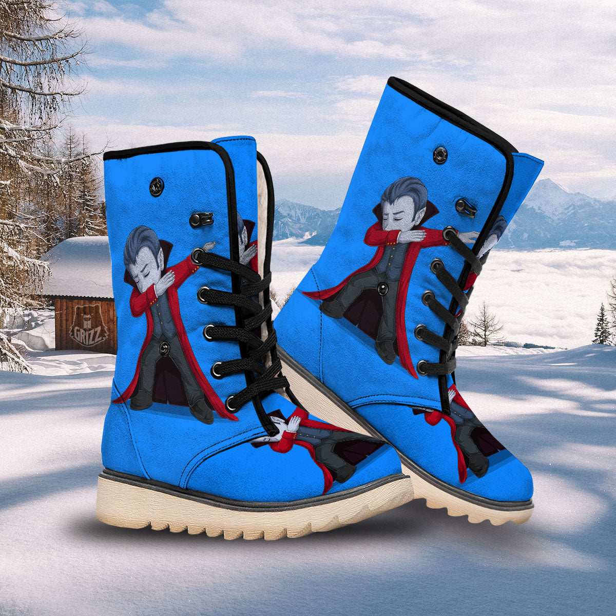 Dracula Vampire Dap Print Snow Boots-grizzshop