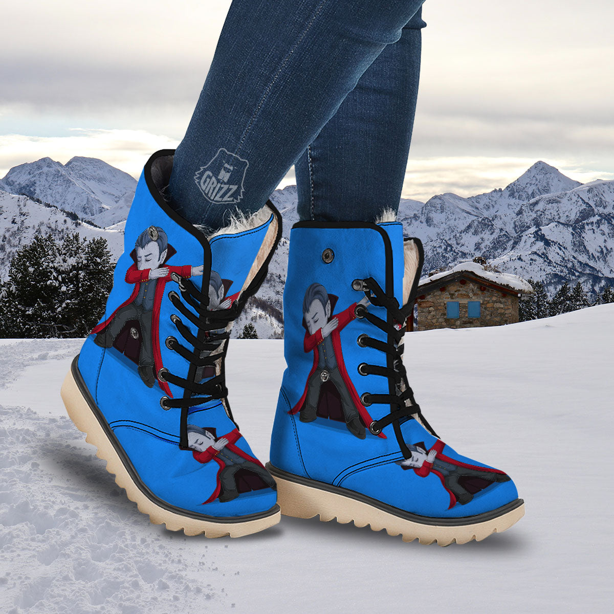 Dracula Vampire Dap Print Snow Boots-grizzshop