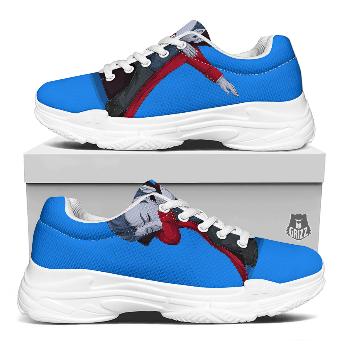Dracula Vampire Dap Print White Chunky Shoes-grizzshop