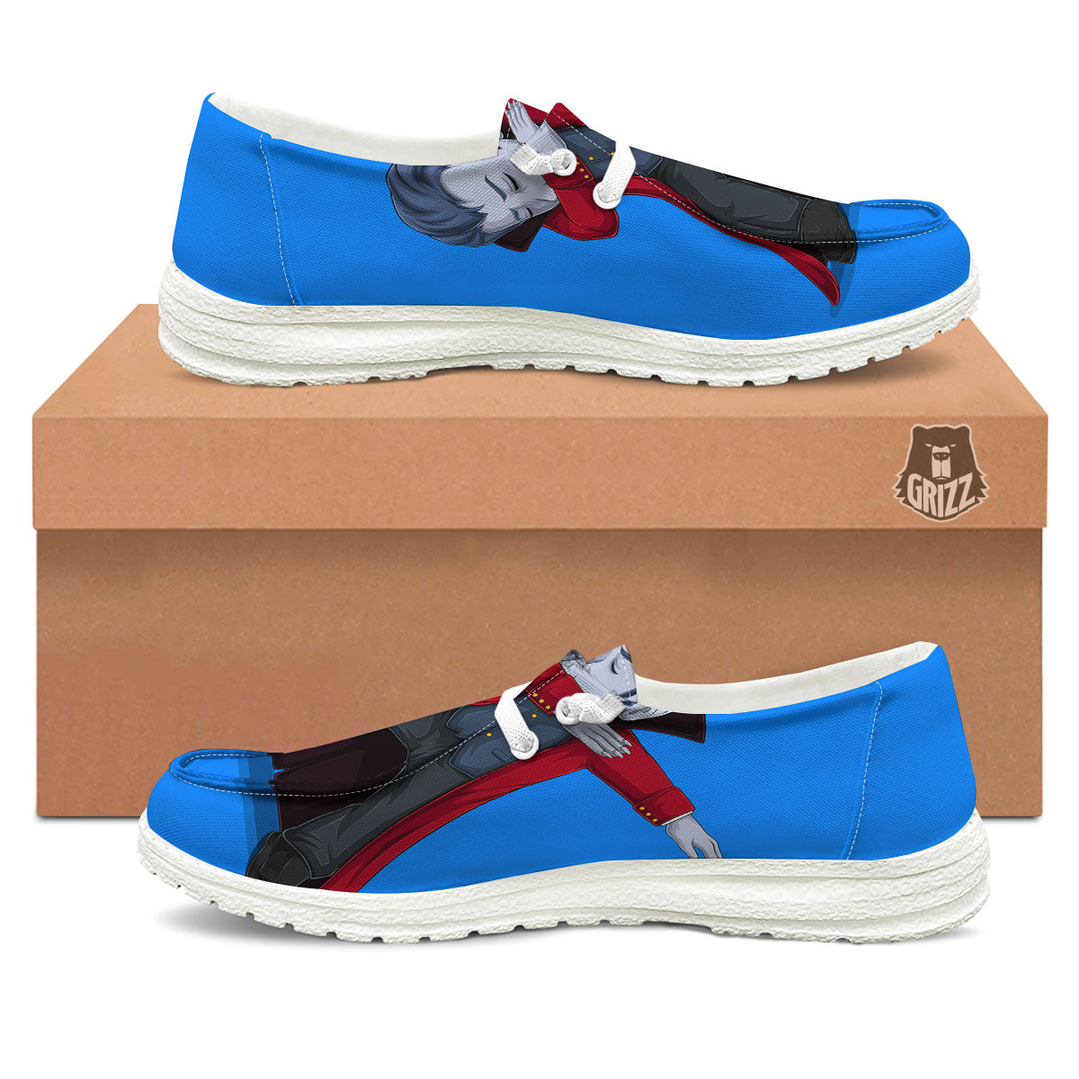 Dracula Vampire Dap Print White Loafers-grizzshop