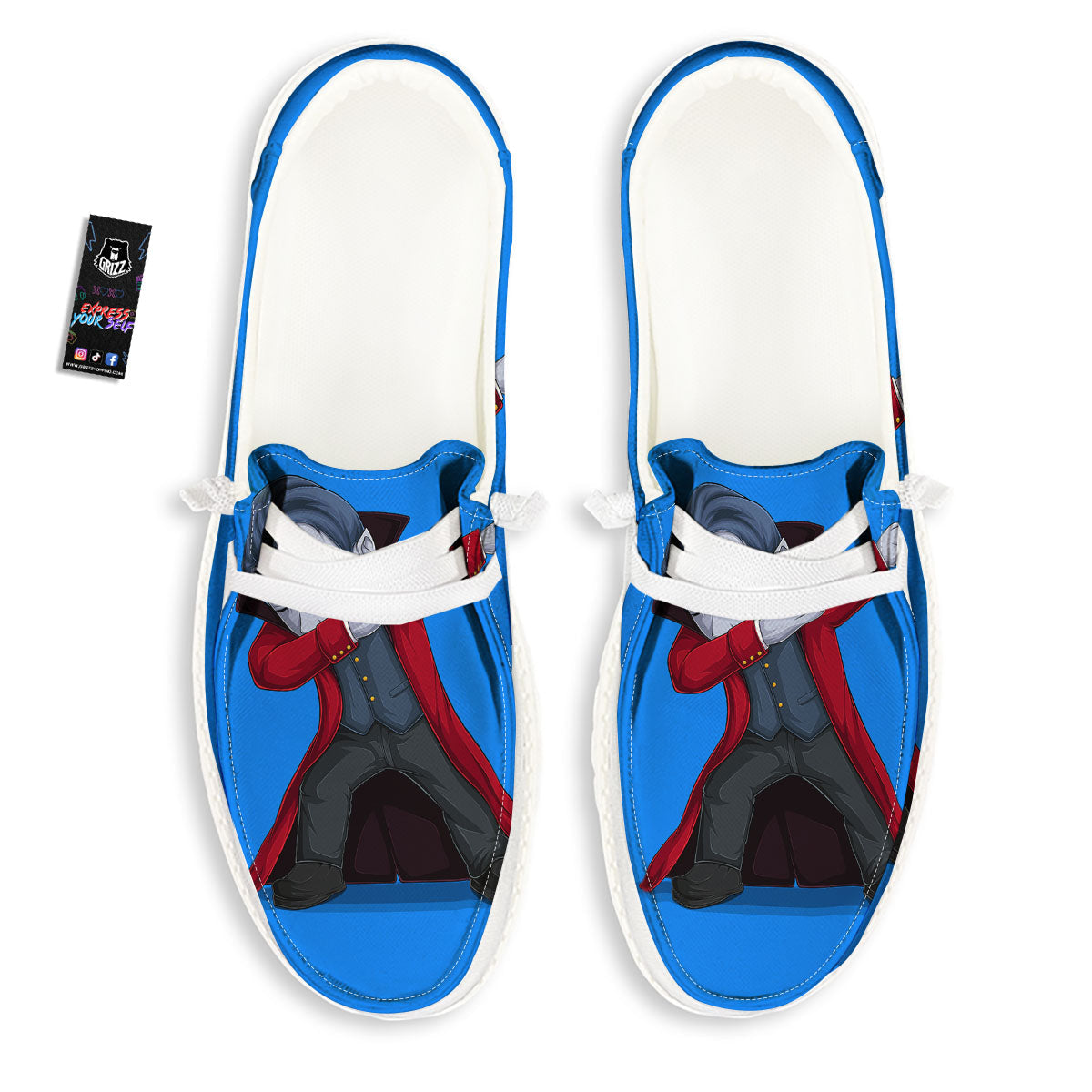 Dracula Vampire Dap Print White Loafers-grizzshop