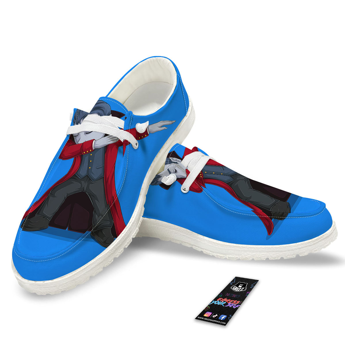 Dracula Vampire Dap Print White Loafers-grizzshop