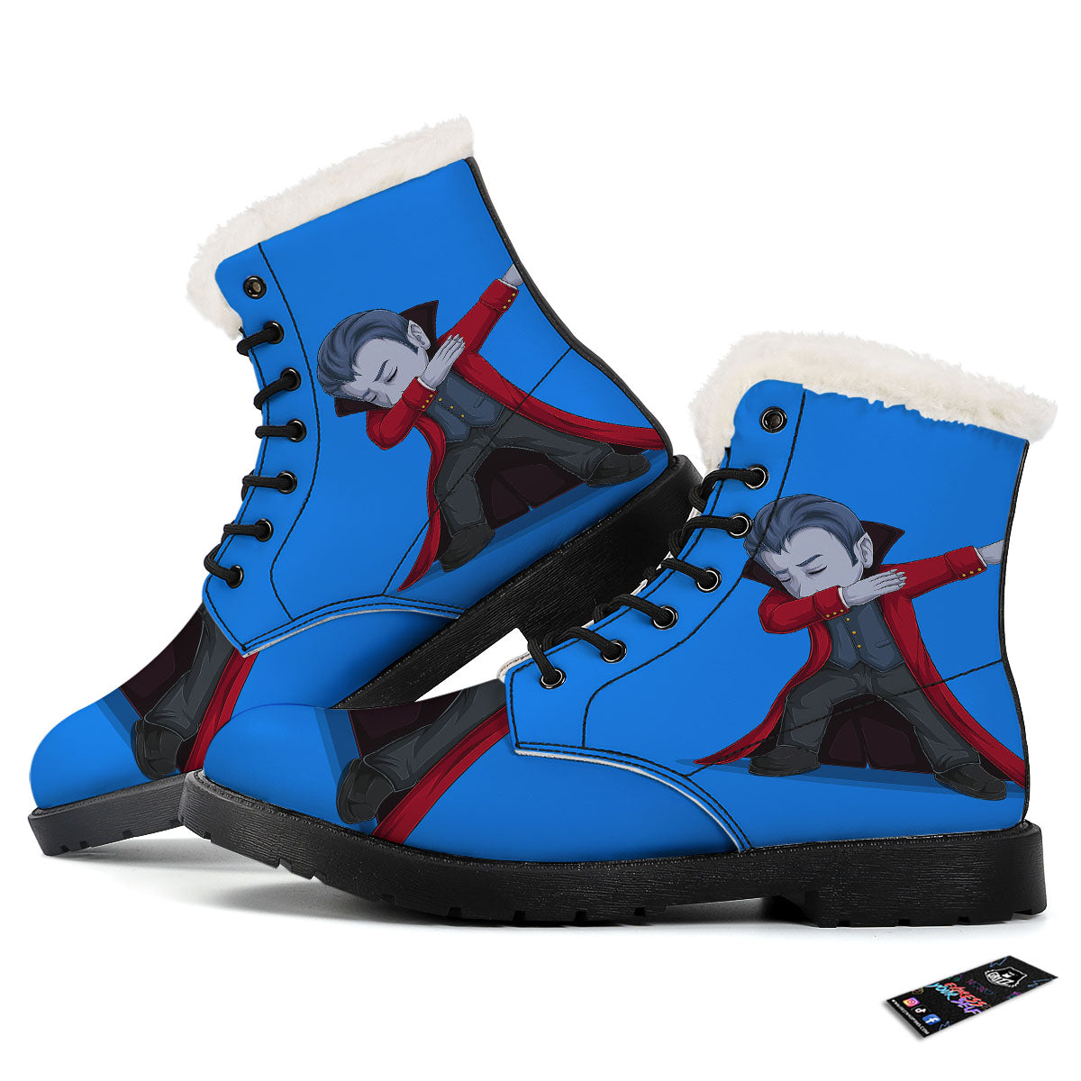 Dracula Vampire Dap Print Winter Boots-grizzshop