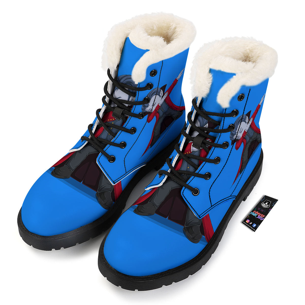 Dracula Vampire Dap Print Winter Boots-grizzshop