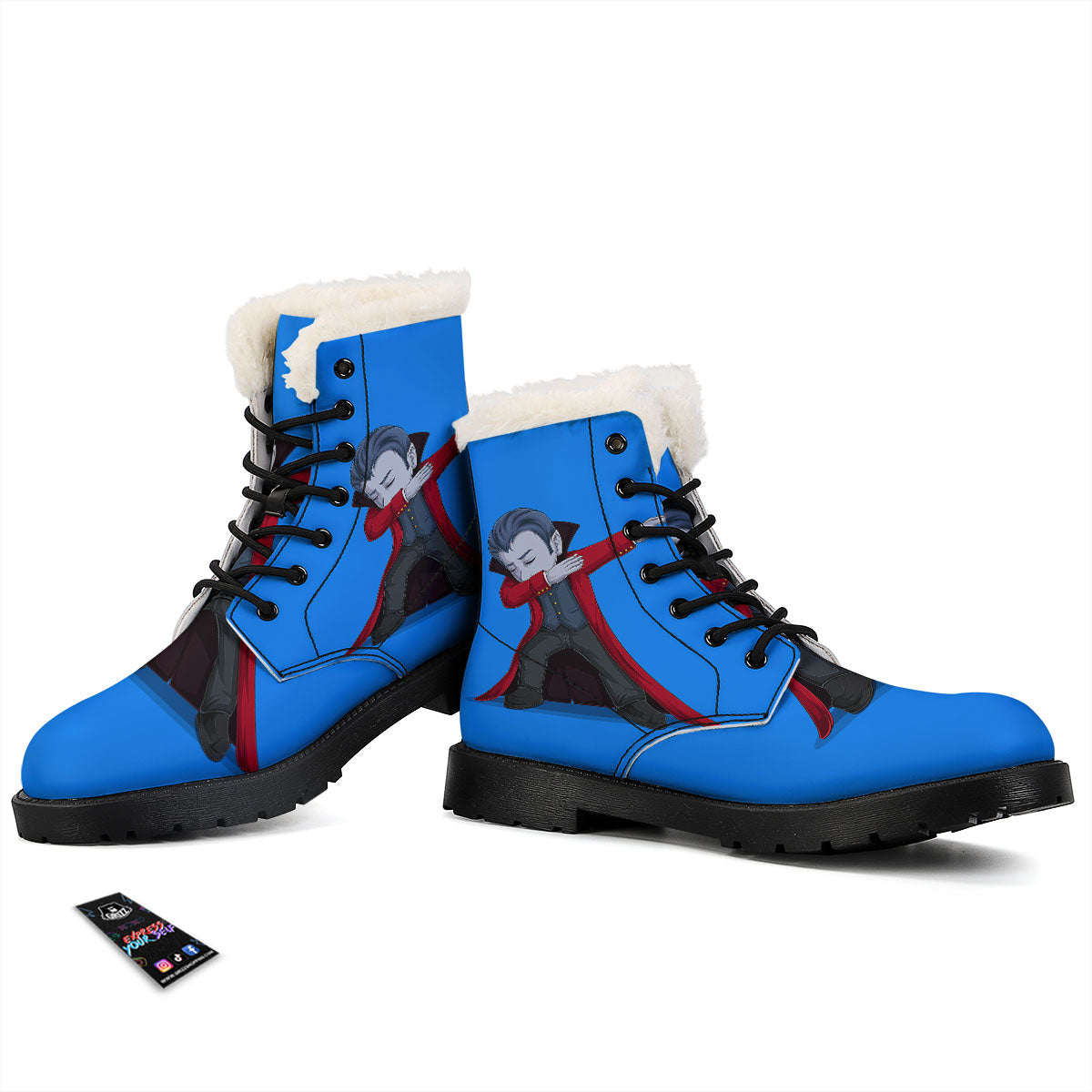 Dracula Vampire Dap Print Winter Boots-grizzshop