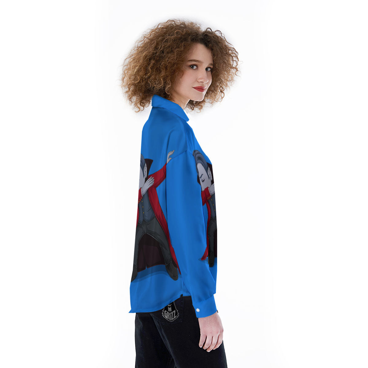 Dracula Vampire Dap Print Women's Long Sleeve Shirts-grizzshop