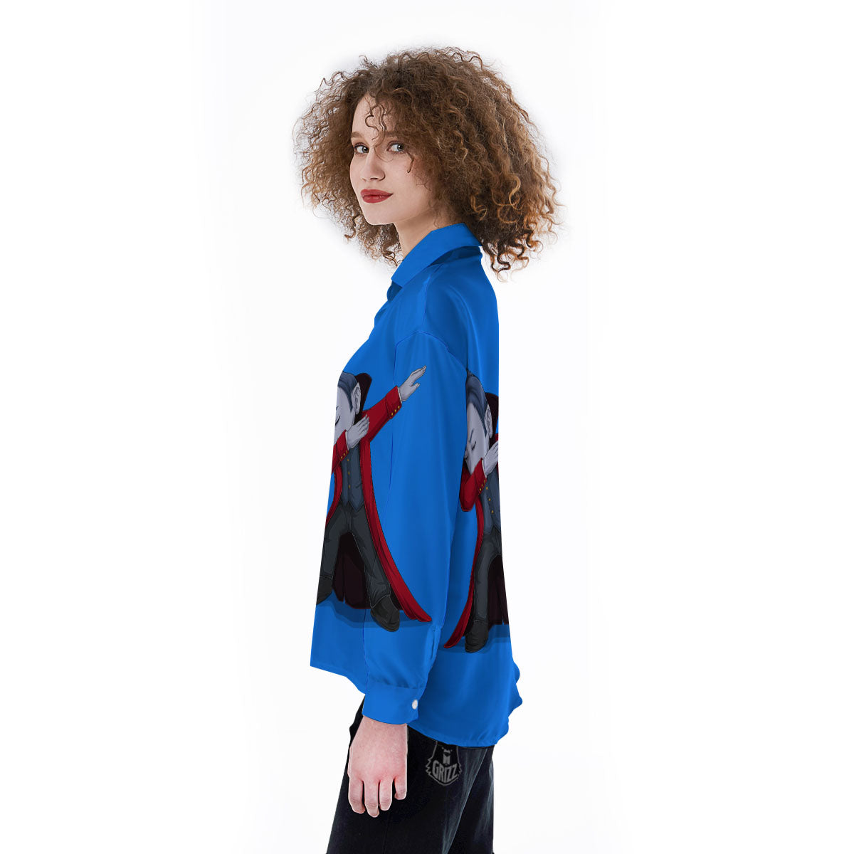 Dracula Vampire Dap Print Women's Long Sleeve Shirts-grizzshop